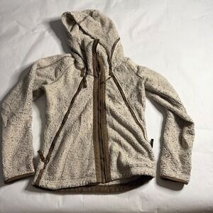 Kuhl Flight Womens Sherpa Fleece Hoodie‎ Jacket Beige Brown Zip Up Warm Outdoor